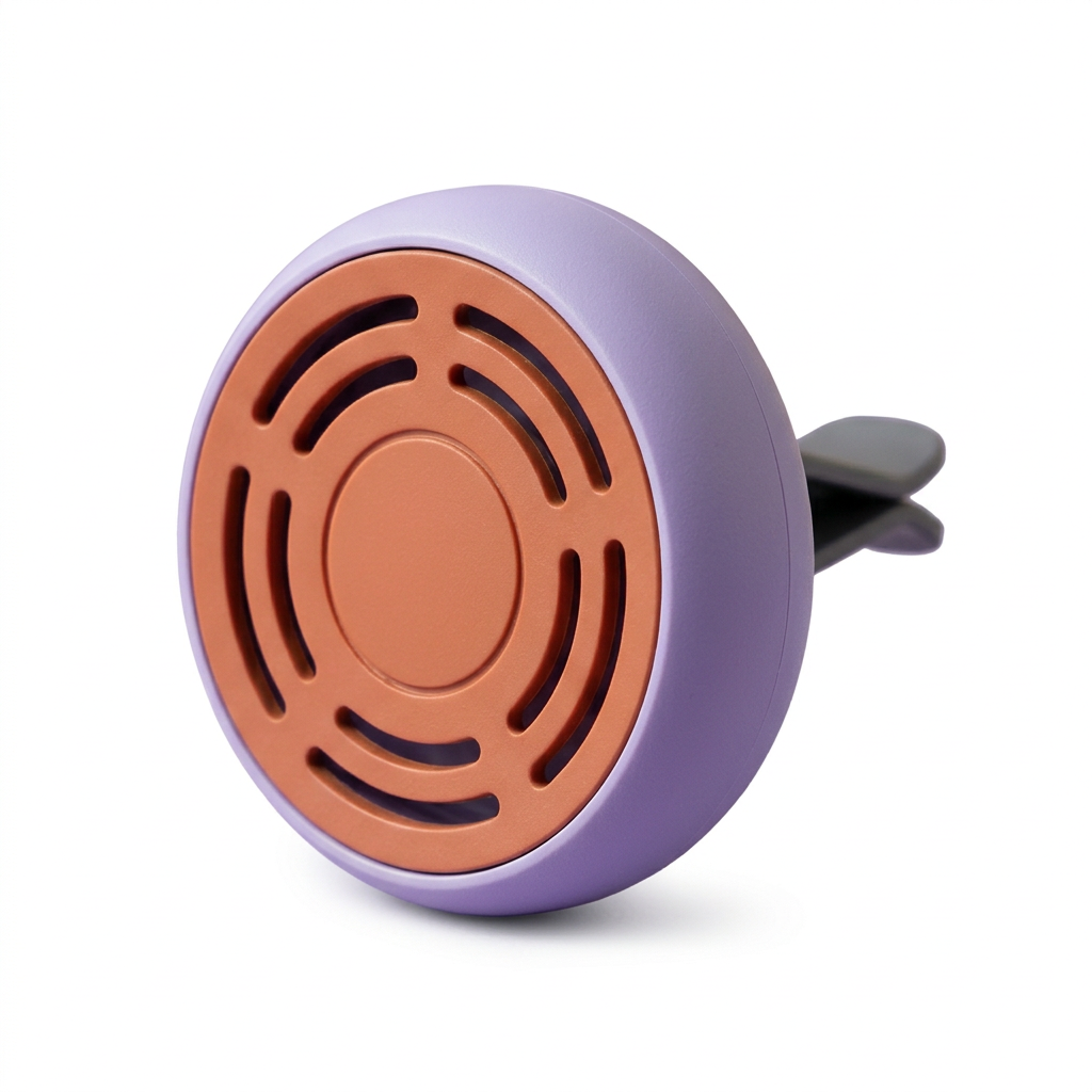 Single lavender and terracotta empty vent holder isolated on white background