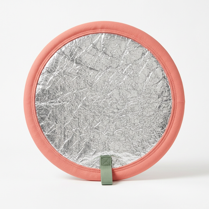 Single silver-look coral and sage circular cover isolated on white background